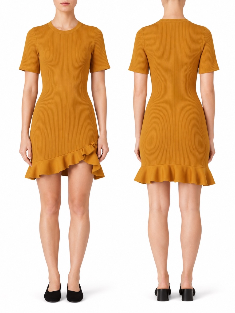 A.L.C. Yellow Tulum Mustard Yellow Ruffle Mini Dress Size S